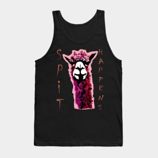 Quirky Llama SPIT HAPPENS Design - Funny Alpaca Head Art Tank Top